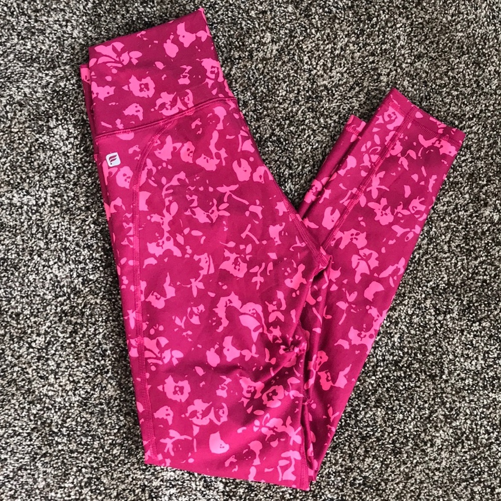 Fabletics Red & Pink Pattern Legging, NWT